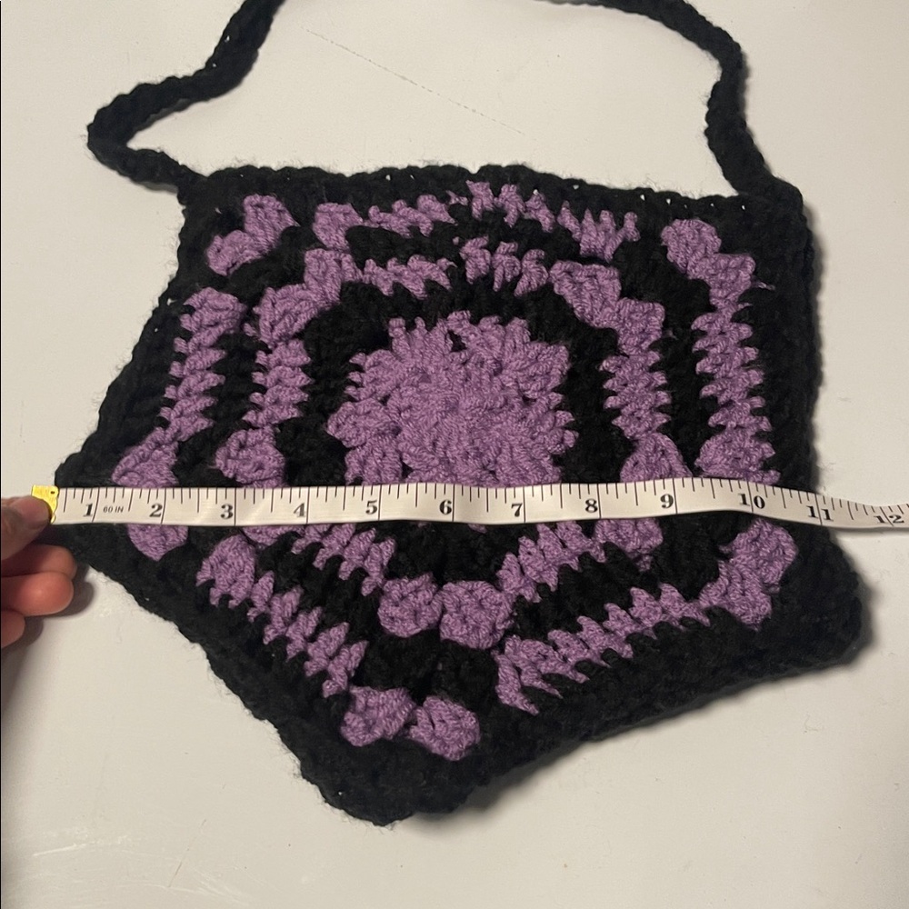 Handcrafted Black and Purple Crochet star bag. - Picture 4 of 5